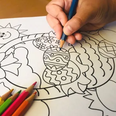 Easter Basket Colouring In